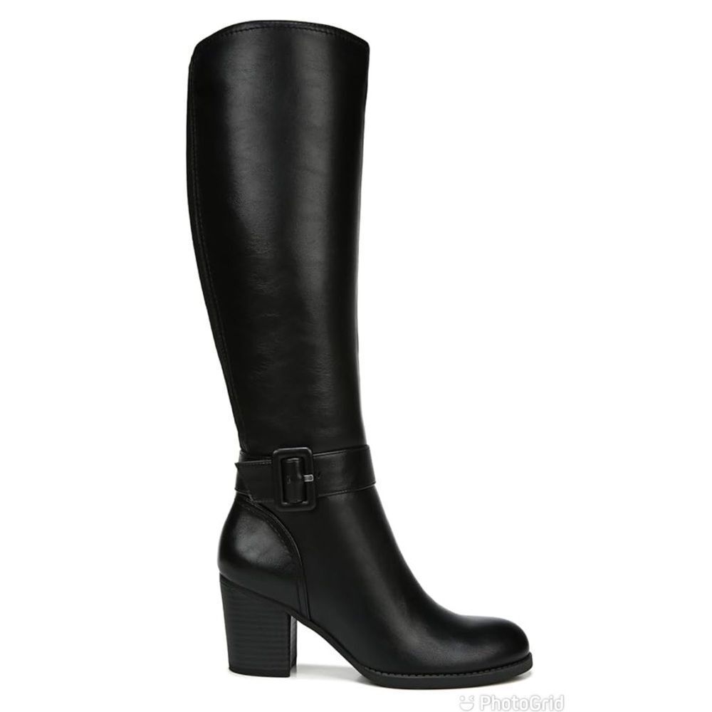 SOUL Naturalizer Black‎ Wide Calf Chunky Heel Boot Knee High Size 6.5 New